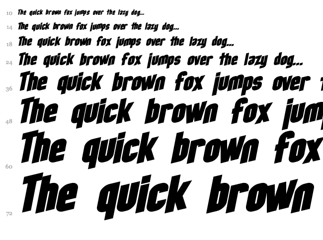 SF Obliquities font waterfall